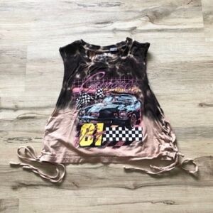 Tie Dye Crop Camaro Sleeveless Top with Side Ties